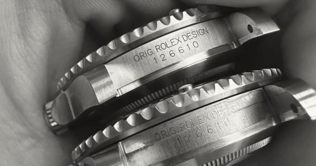 Luxury watch serial number engraving.